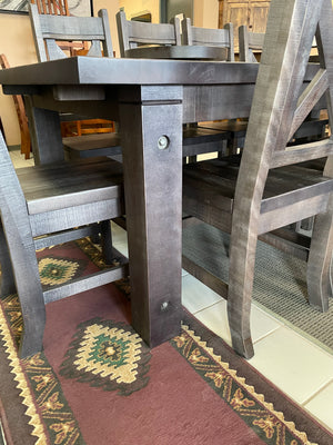 Rustic Pine R460P Monster Table, 10 Rustic X Back Chairs & 2 Lazy Susans in Smoke Finish S-547