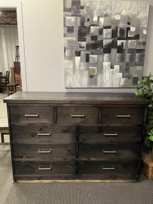 R180P Rustic Pine 9 Drawer Chest in Smoke Finish S-738
