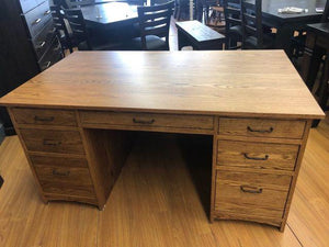 145A Smooth Oak Double Pedestal Raised Panels Desk in Black Walnut Finish