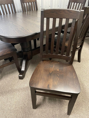 Smooth Oak 533 Double Pedestal Table & 6 Scholar Chairs in Guinness Finish S-467