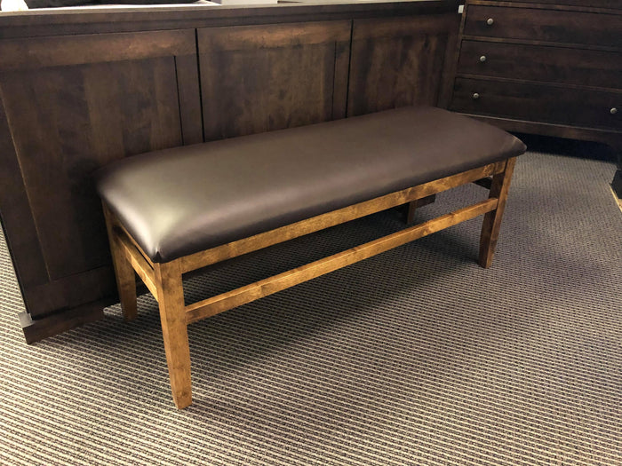 Smooth 782B Birch Bench with Upholstered Chocolate Seat in Black Walnut Finish S-141