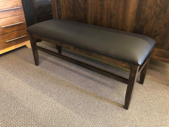 Smooth 782B Birch Bench with Upholstered Black Seat in Guinness Finish S-146