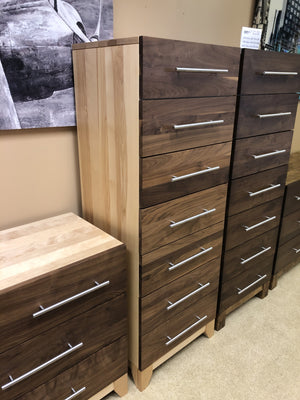 L205W Smooth Walnut and Birch Libra 7 Drawer Chest in Natural Finish C-428