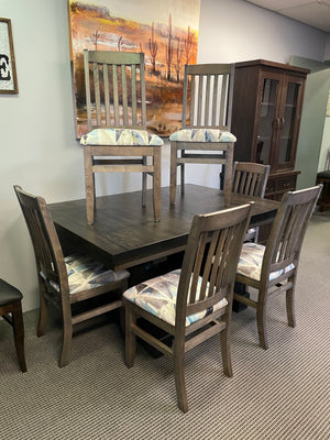 Rustic 533 Double Rustic Pedestal Table & 6 Chairs Set S-637