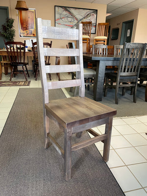 Rustic Pine R555P 60" Round Solid Top Table & 6 Rustic Ladderback Chairs in Ash Finish S-479