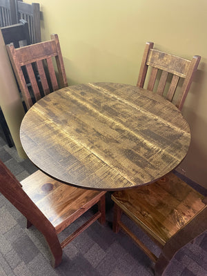 Rustic Birch R418B Drop Leaf Table & 4 Rustic Slat Back Chairs in Black Walnut Finish S-519