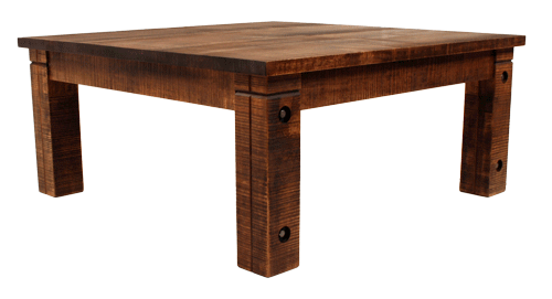 #R023B Rustic Coffee Table with Bolted Rustic Legs