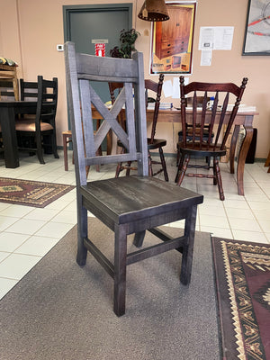 Rustic Pine R460P Monster Table, 10 Rustic X Back Chairs & 2 Lazy Susans in Smoke Finish S-547
