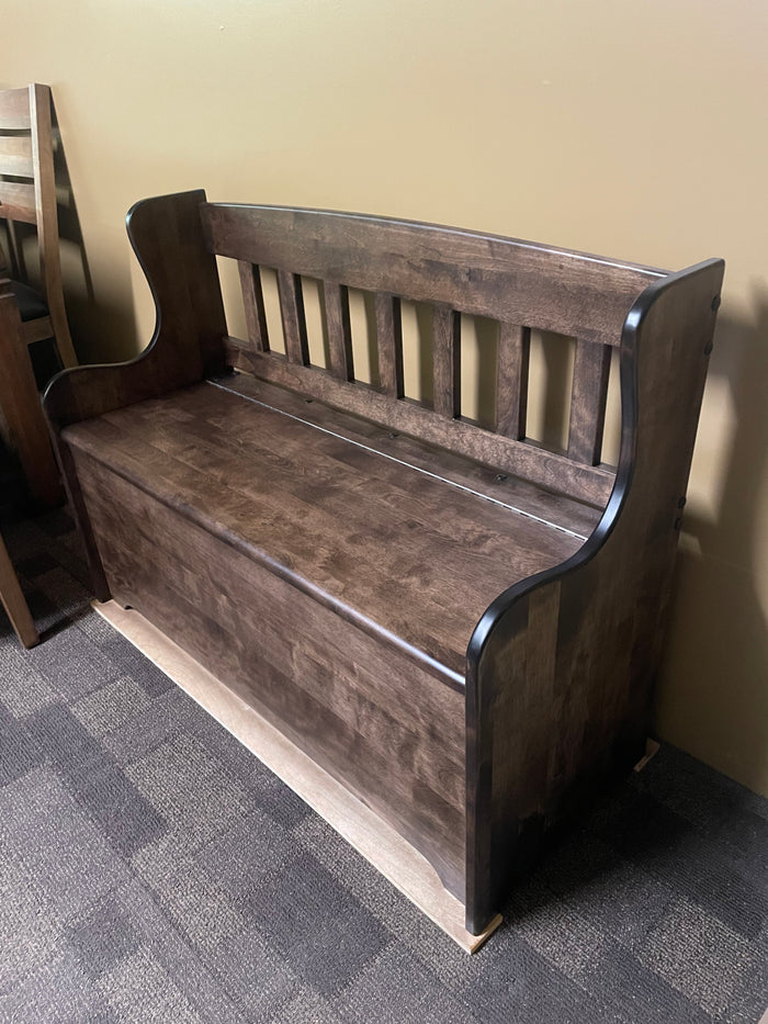 Smooth Birch 100B Modern Deacons Bench with Storage in Guinness Finish S-567