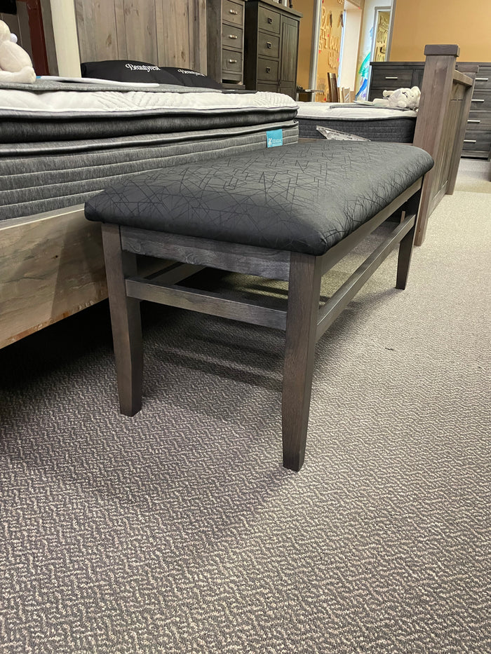 Smooth Birch 782B Bench with Upholstered Seat in Smoke Finish S-581