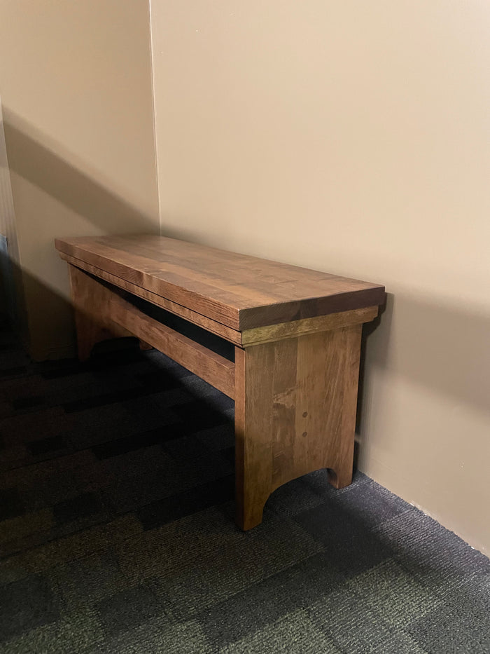 Rustic R082P Bench with Rustic Pine Seat & Smooth Birch Bottom in Black Walnut Finish S-587
