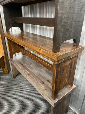 Rustic R082P Bench with Rustic Pine Seat & Rustic Birch Bottom in Black Walnut Finish S-203