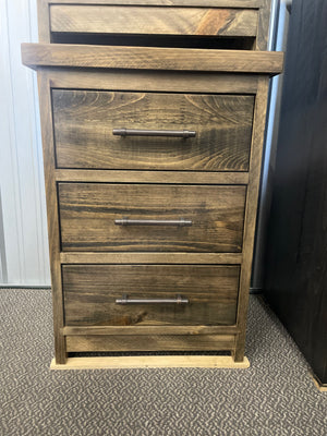 R163P Rustic Pine 3 Drawer Nightstand in Lowry Finish S-748