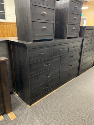 R180P Rustic Pine 9 Drawer Chest in Ebony Finish S-753