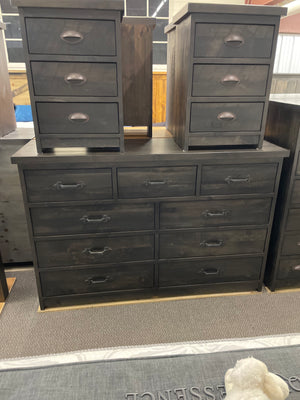 R180P Rustic Pine 9 Drawer Chest in Ebony Finish S-753