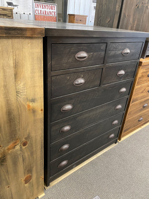 R206AP Rustic Pine 8 Drawer Chest in Ebony Finish S-754