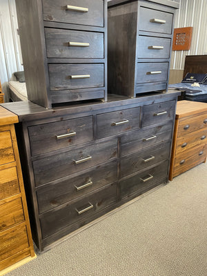 R180P Rustic Pine 9 Drawer Chest in Smoke Finish S-752