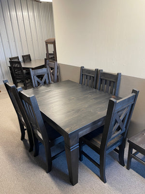 Rustic Pine R431P Harvest Table & 4 R750B Chairs & 2 R751B Chairs in Ebony Finish S-712