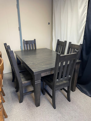 Rustic Pine R431P Harvest Table & 6 R750B Chairs in Ebony Finish S-711