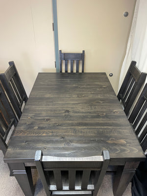 Rustic Pine R431P Harvest Table & 6 R750B Chairs in Ebony Finish S-711
