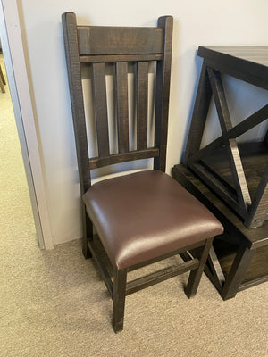 R750B Rustic Slat Back Chair w/ Upholstered Seat in Guinness Finish S-758