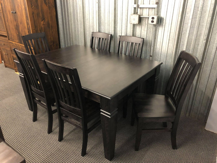Smooth Birch D431B Harvest Table & 6 Scholar Chairs in Midnight Finish S-222