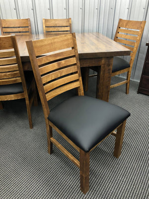 Rustic Pine R452P Super Table & 6 Modern Slat Back Chairs in Black Walnut Finish S-400