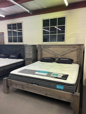 Product: R250P Rustic Pine Barn-Door King Bed in Ash Finish Regular $3414 each