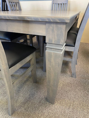 Smooth Birch 5/4 449B Harvest Table & 6 Scholar Chairs in Stone Grey Finish S-465