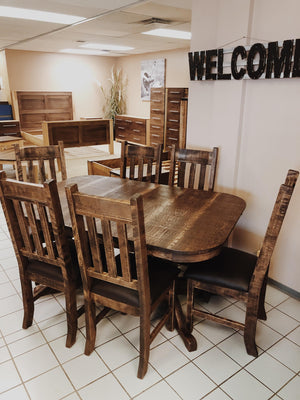 Rustic Oak Pedestal Table and 6 Chairs - Old Hippy Wood Products 2415-80 Ave, Edmonton, AB