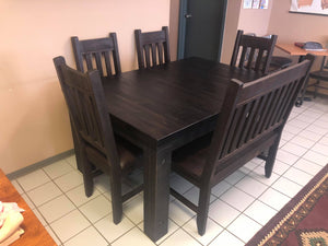 Rustic Table with Rustic Straight Back Chairs + Bench - Old Hippy Wood Products 2415-80 Ave, Edmonton, AB