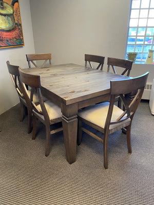 RD431P Rustic Pine Top with Smooth Designer Legs 42"x60" Table plus 2x18" leaves