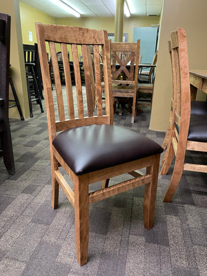 Smooth Birch 431B Harvest Table, 2 Rustic Slat Back Chairs & 6 Smooth Birch Scholar Chairs with Upholstered Seats in Medium Walnut Finish S-418