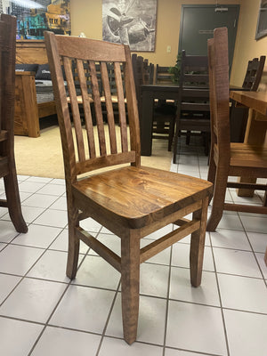 Rustic Pine R452P Super Table, 2 Rustic Slat Back Chairs, & 12 761B Scholar Chairs in Bourbon and Black Walnut Finish S-452