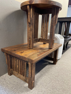 Rustic Pine Mission Coffee and End Table Set in Black Walnut Finish S-625