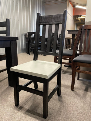 Product: R750 Rustic Slat-Back Chair in Guinness Finish with Whyte Rustic Birch Seat Regular $973 each