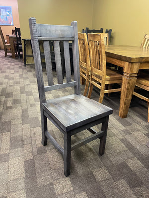 Rustic Pine R455P Monster Table & 10 Rustic Slat Back Chairs Smoke Finish S-469