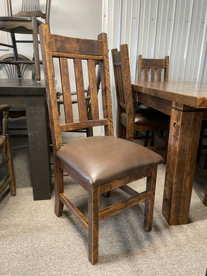 Rustic Pine R452P Super Table & 6 Rustic Slat Back Chairs in Black Walnut Finish S-500