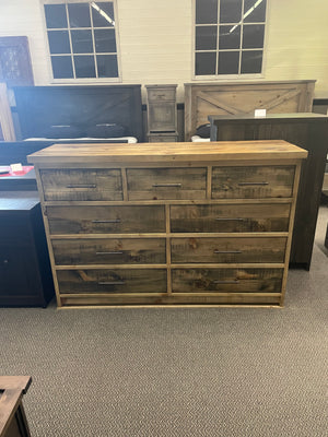 R180P Rustic Pine 9 Drawer Chest in Lowry Finish S-509