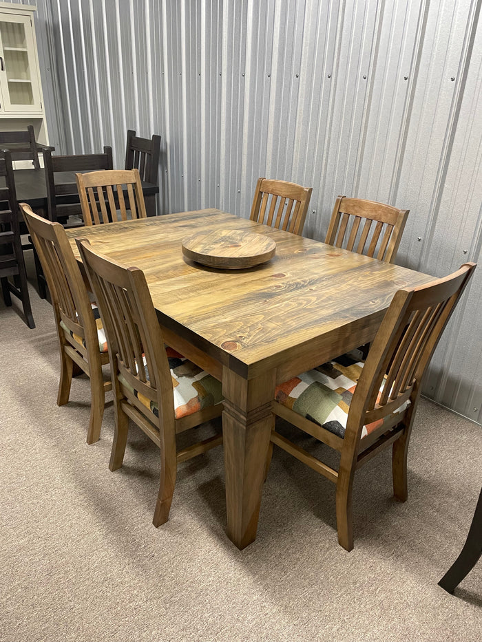 Rustic Pine R431P Harvest Table & 6 Scholar Chairs in Lowry Finish S-442