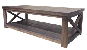 #R3062 - x coffee table with one shelf - Old Hippy Wood Products 2415-80 Ave, Edmonton, AB